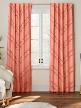 Pillowfort 42 x 84 Chevron Clip Dotted Sheer Overlay Blackout Curtain Panel